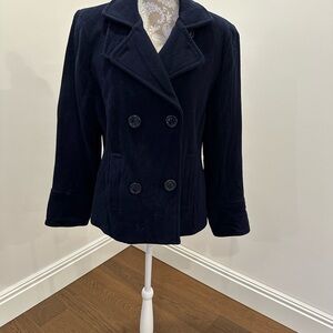 American Eagle Outfitters Double-Breasted Navy Blue Pea Coat